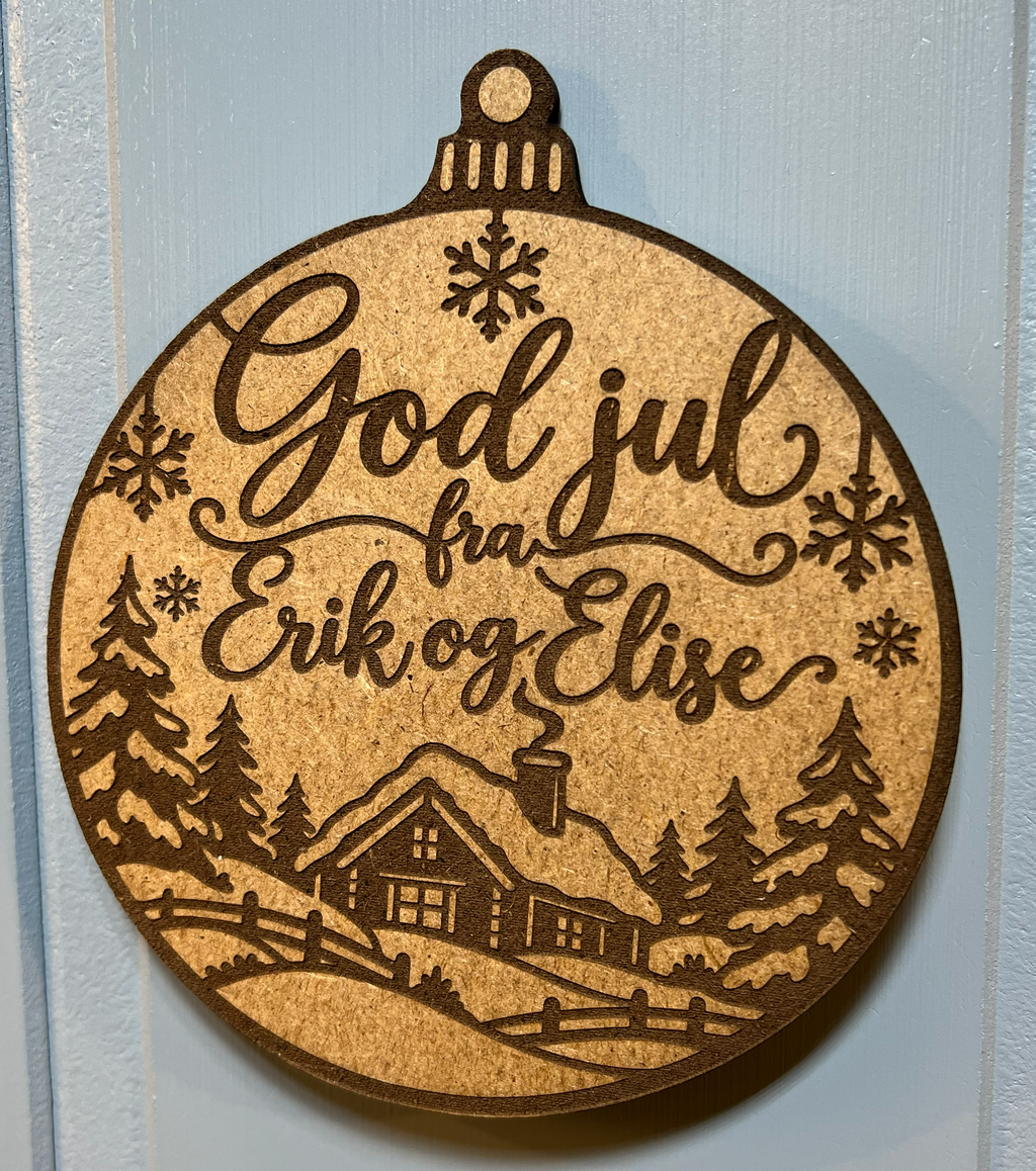 Ornament til juletreet - "God jul fra..."