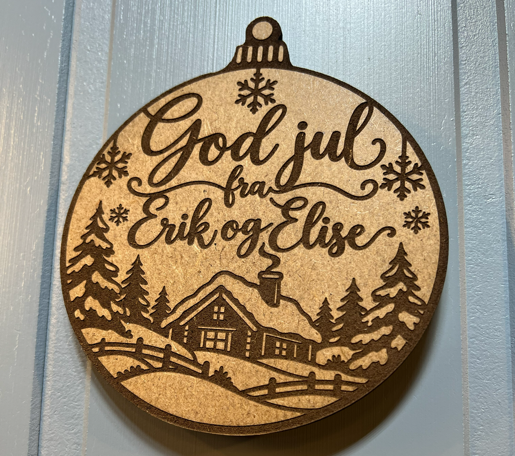 Ornament til juletreet - "God jul fra..."